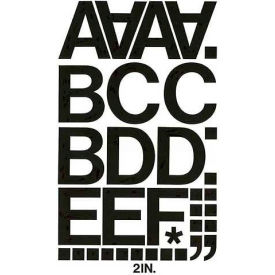 Vinyl Letters & Numbers, 2"H, Black, Helvetica Font, 77 Pcs