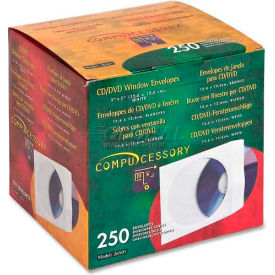 CD/DVD Window Envelopes, 5" X 5", 250/Box, White