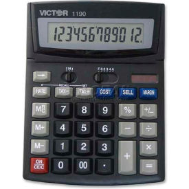 12-Digit Desktop Calculator, W/Cost/Margin, 6" X 7-3/4" X 1-1/4", Black