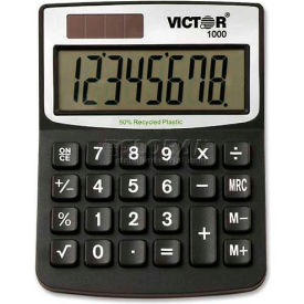 8-Digit Mini-Desktop Calculator, Dual Power, 3-1/4" X 4-1/4" X 1/2", Black
