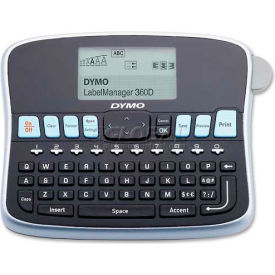 Label Maker, 2 Lines Screen, 3 Fonts, 7-3/4" x 5-7/8" x 2-3/4", Black/Silver