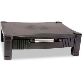 Single Level Height Adjustable Monitor Stand With Drawer, Black