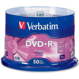 DVD+R, 16X Speed, 4.7GB, Branded, For Recorders/Drives, 50/Pk