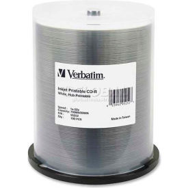 CD-R Discs, 52X speed, 700MB/80Min, Inkjet/Hub Printable, Spindle, 100/Pack, White