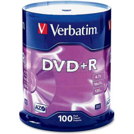 DVD+R Disc, 4.7GB, 120 Minutes, 16X, 100/Pk, Silver