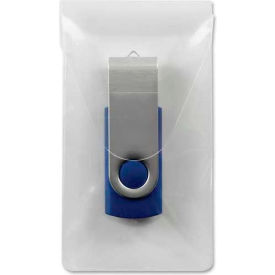 Self-Adhesive Poly USB Flash Drive Pockets, Clear, Pack of 6