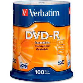 DVD-R Disc, 16X Speed, 4.7GB, 120 Minutes, 100/Pk, Silver