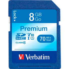 Premium SDHC Memory Card, UHS-I Class 10, 8 GB, Blue