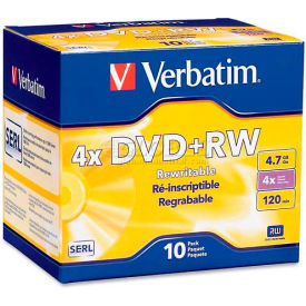 DVD+RW, 1X-4X Speed, 4.7GB, 10/Pk