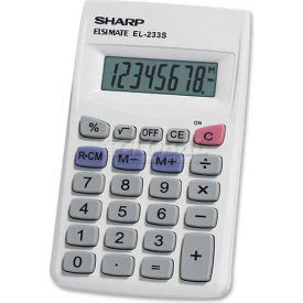 8-Digit Pocket Calculator, 2-1/4" X 3-3/4" X 1/2", Grey/White