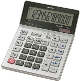 12-Digit Calculator, Tax Feature, Dual Power, 5" X 7" X 7/8", Grey