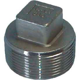 2" Class 150, Cored Square Head Plug, Stainless Steel 316