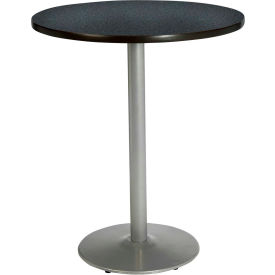 36" Round Bar Height Restaurant Table, Graphite Table/Silver Base