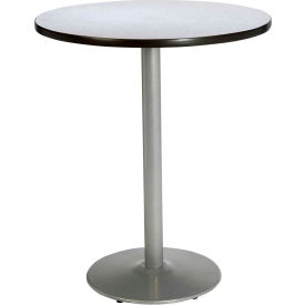 36" Round Bar Height Restaurant Table, Gray Table/Silver Base