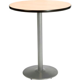 42" Round Bar Height Restaurant Table, Natural Table/Silver Base