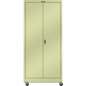 800 Series Industrial Mobile Storage Cabinet, 36"W x 24"D x 78"H, Parchment, Assembled