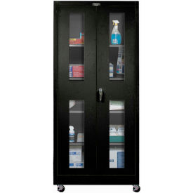400 Series Clear View Storage Cabinet, 36"W x 24"D x 72"H, Unassembled, Ebony