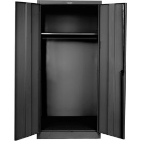 800 Series Solid Door Wardrobe Cabinet, 48x18x78, Ebony, Assembled
