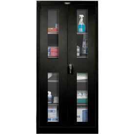 400 Series Clear View Cabinet, Storage Cabinet, 36"W x 18"D x 72"H, Assembled, Ebony