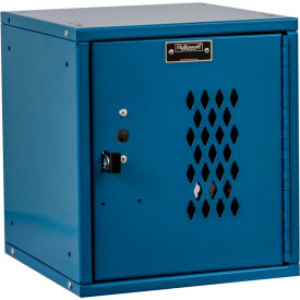 Cubix Modular Locker, Perforated Door, Padlock, 11-5/16x12x12-11/16, Blue