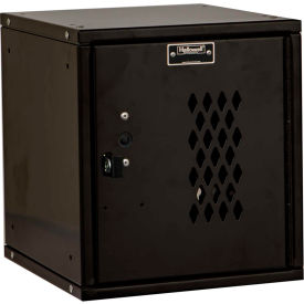 Cubix Modular Locker, Perforated Door, Padlock, 11-5/16x12x12-11/16, Black, Unassembled