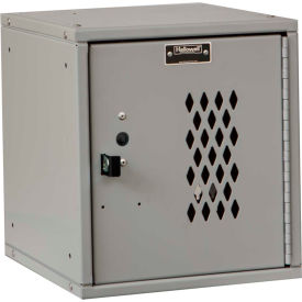 Cubix Modular Locker, Perforated Door, Padlock, 11-5/16x12x12-11/16, Gray, Unassembled