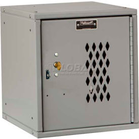 Cubix Modular Locker, Perforated Door, Lock, 11-5/16"x12"x12-11/16", Gray, Unassembled