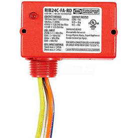 Enclosed Polarized Relay, 10A, SPDT, 24VACVDC, Red Housing