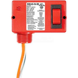 Enclosed Polarized Relay, 10A, SPST, 24VACVDC, Override Switch, Red Housing