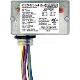 Enclosed Relay, 10A, NEMA 4/4X, DPDT, 24VAC/DC/208-277VAC