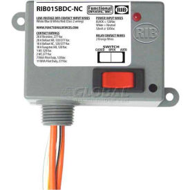 Dry Contact Input Relay, Enclosed, 120VAC, 20A SPST-NC, Override