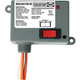 Enclosed Power Relay, 20A, SPST-NC, 24VAC/DC/120VAC, Override