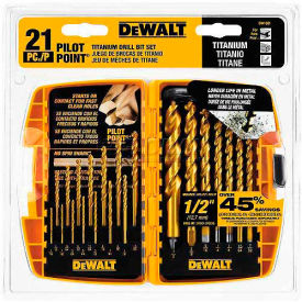 Pilot Point Titanium Drill Bit Set, 21 Piece Set
