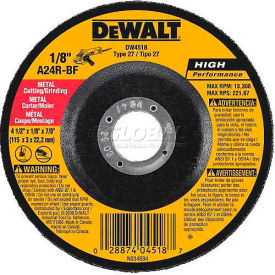 Metal Cutting Wheel Type 27 4-1/2" DIA. 24 Grit Aluminum Oxide, 25/Pack