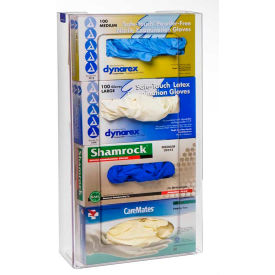 Top Loading Plastic Glove Box Dispenser, Holds 4 Boxes, 20"H x 11"W x 4"D, Clear