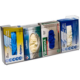 Top Loading Plastic Horizontal Glove Dispenser, Holds 4 Boxes, 11"H x 20"W x 4"D, Clear