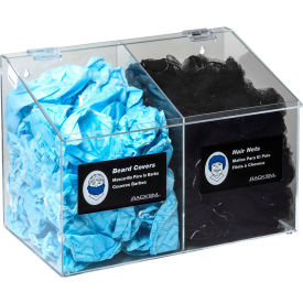 2-Compartment Hair Net/Beard Cover/Shoe Cover/Arm Protector Dispenser, Clear