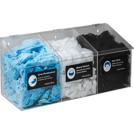 3-Compartment Hair Net/Beard Cover/Shoe Cover/Arm Protector Dispenser, Clear