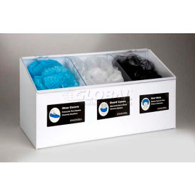 3-Compartment Hair Net/Beard Cover/Shoe Cover/Arm Protector Dispenser, White