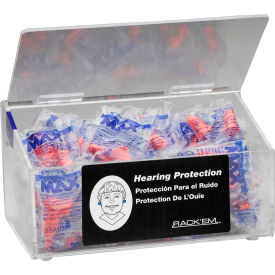 60 Pair Clear Plastic Foam Ear Plug Dispenser With Clear Lid, 9"L
