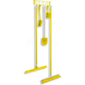 16" Utility/Sanitation Hook Rack, PVC Coated, Five 2" Hooks, Yellow