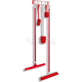 Utility/Sanitation Hook Rack, Red, 17-1/4", 5 Hooks