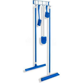 Utility/Sanitation Hook Rack, Blue, 17-1/4", 5 Hooks