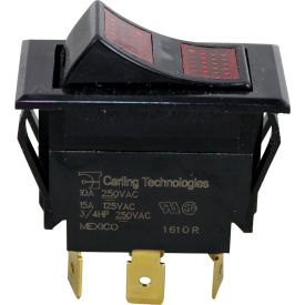 Switch, 125/250V, 10/15A, Black W/Red Light, For Vulcan