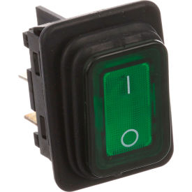 Rocker Switch, 125V, 20A, Black with Green Light, For Cadco