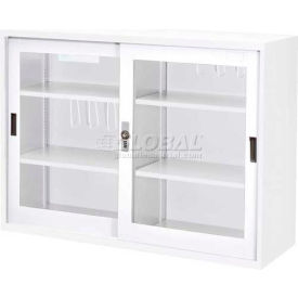 Clear View Cabinet with Digital Lock, 46-1/2"W x 15-3/4"D x 34-5/8"H, Assembled, White