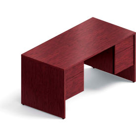 Wood Desk with Double Pedestal - 60" - Quartered Mahogany - Global Genoa