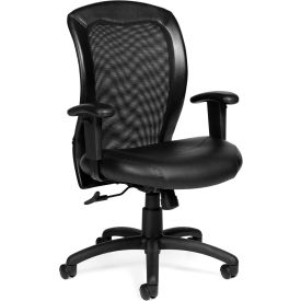 Mesh Back Ergonomic Chair - Luxhide- Black