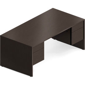 Wood Desk - Double Pedestal - 72" - Dark Espresso - Genoa Series