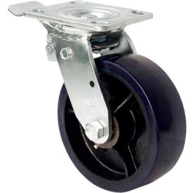 6" Urethane on Iron Swivel Wheel Caster with Total Lock Brake - 46-UIR-0620-S-FCSTLB